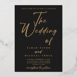 金ゴールドエレガント書 |ブラックマットの招待 箔招待状