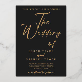 金ゴールドエレガント書 |ブラックマットの招待 箔招待状