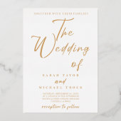 金ゴールドエレガント書 |白の結婚式招待状 箔招待状 (正面)