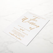 金ゴールドエレガント書 |白の結婚式招待状 箔招待状 (回転した状態)