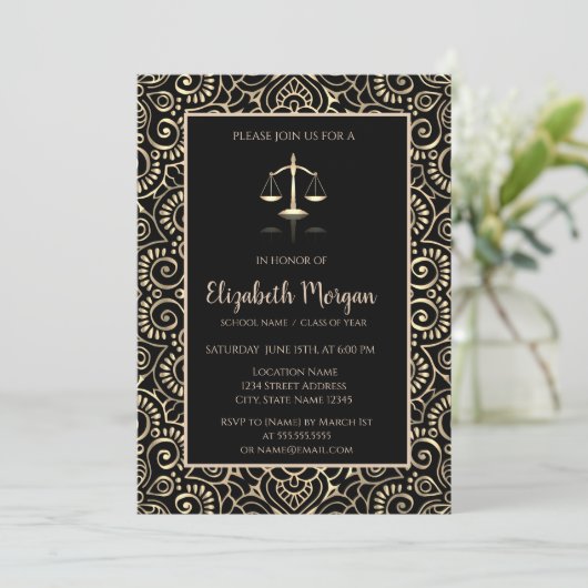 金ゴールドエレガント曼荼羅法律学校卒業党 招待状 (スタンド正面)