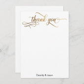 金ゴールドエレガント有難う白い書道 サンキューカード (正面/裏面)