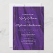 金ゴールドエレガント枠と紫絹ベビーシャワー 招待状 (正面)