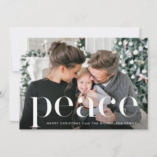 金ゴールドエレガント植物単写真平和クリスマス シーズンカード (正面)