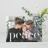 金ゴールドエレガント植物単写真平和クリスマス シーズンカード (スタンド正面)