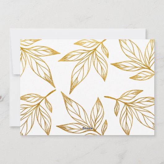 金ゴールドエレガント植物単写真平和クリスマス シーズンカード (裏面)