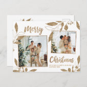 金ゴールドエレガント植物学2フォトコラージクリスマス ポストカード (正面/裏面)