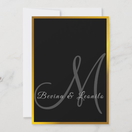 金ゴールドエレガント植物性シームレススクリプトM | ウェディング 招待状 (裏面)