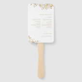 金ゴールドエレガント植物性フローラアーチ結婚式 プログラム ハンドファン (裏面)