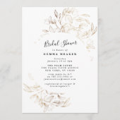 金ゴールドエレガント植物性ブライダルシャワー招待 (正面)