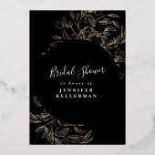 金ゴールドエレガント植物性ブライダルシャワー招待 箔招待状 (裏面)