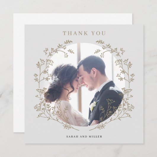 金ゴールドエレガント植物性リース写真ありがとう (正面/裏面)