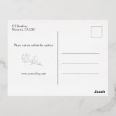 金ゴールドエレガント植物書記日付を保存 箔招待状ポストカード (裏面)