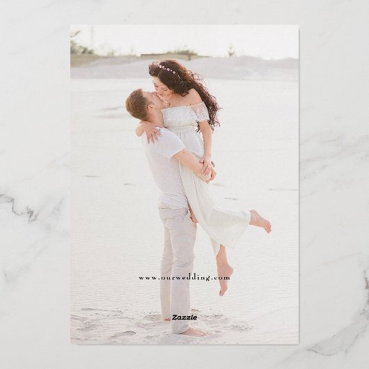 金ゴールドエレガント植物書記日付を保存 箔招待状 (裏面)