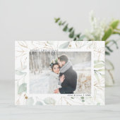 金ゴールドエレガント植物緑色写真クリスマス シーズンカード (スタンド正面)