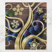 金ゴールドエレガント模様のブドウ ワインラベル (シングルラベル)