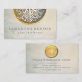 金ゴールドエレガント水の色の木ヨガと瞑想B 名刺 (正面/裏面)