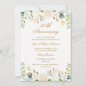 金ゴールドエレガント水彩フローラ結婚記念日 招待状 (正面)