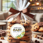 金ゴールドエレガント水彩柑橘系ベビーシャワーシール ラウンドシール