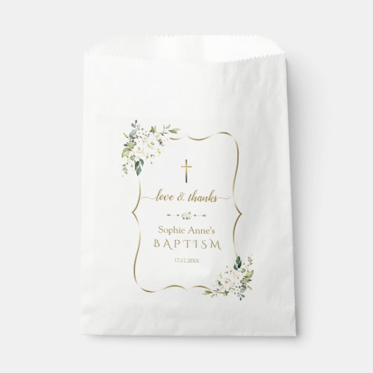 金ゴールドエレガント水彩白花洗礼 フェイバーバッグ (正面)