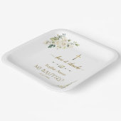 金ゴールドエレガント水彩白花洗礼 ペーパープレート (傾斜あり)