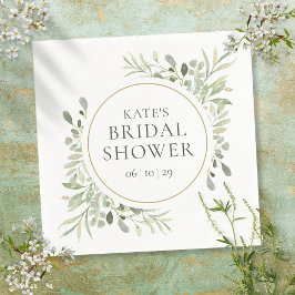 金ゴールドエレガント水彩緑化ブライダルシャワー スタンダードカクテルナプキン