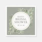 金ゴールドエレガント水彩緑化ブライダルシャワー スタンダードカクテルナプキン (正面)