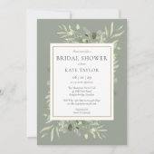 金ゴールドエレガント水彩緑化ブライダルシャワー 招待状 (正面)