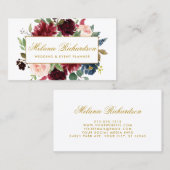 金ゴールドエレガント水彩黄褐色ブルー 名刺 (正面/裏面)