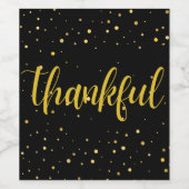 金ゴールドエレガント水玉模様感謝祭 ワインラベル (シングルラベル)