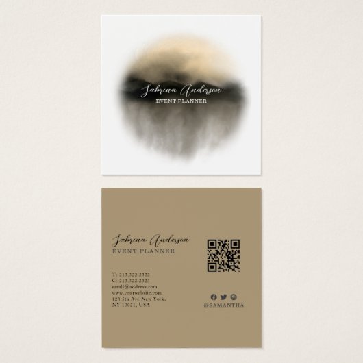 金ゴールドエレガント水色抽象芸術プロファイルカード (正面&裏面)