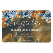 金ゴールドエレガント海軍と錆の結婚式の日付を保存 マグネット (横)