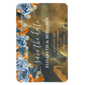 金ゴールドエレガント海軍と錆の結婚式の日付を保存 マグネット (縦)