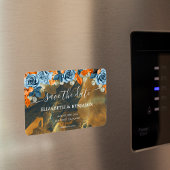 金ゴールドエレガント海軍と錆の結婚式の日付を保存 マグネット