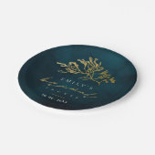 金ゴールドエレガント海軍の水中海藻ブライダルシャワー ペーパープレート (アングル)