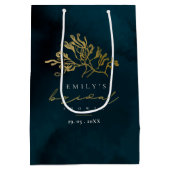 金ゴールドエレガント海軍の水中海藻ブライダルシャワー ミディアムペーパーバッグ (裏面)