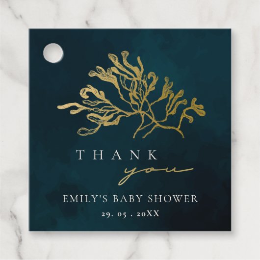 金ゴールドエレガント海軍の水中海藻ベビーシャワー フェイバータグ (正面)