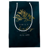 金ゴールドエレガント海軍の水中海藻ベビーシャワー ミディアムペーパーバッグ (正面)