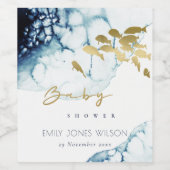 金ゴールドエレガント海軍の水中魚の赤ちゃんシャワー ワインラベル (シングルラベル)