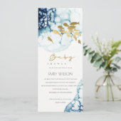 金ゴールドエレガント海軍の水中魚の赤ちゃんシャワー 招待状 (スタンド正面)