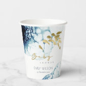 金ゴールドエレガント海軍の水中魚の赤ちゃんシャワー 紙コップ (裏面)