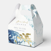 金ゴールドエレガント海軍の水中魚類ブライダルシャワー フェイバーボックス (裏面サイド)