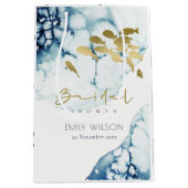 金ゴールドエレガント海軍の水中魚類ブライダルシャワー ミディアムペーパーバッグ (正面)