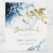 金ゴールドエレガント海軍の水中魚類ブライダルシャワー ワインラベル (シングルラベル)