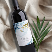 金ゴールドエレガント海軍の水中魚類モノグラム結婚ズ ワインラベル