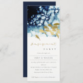 金ゴールドエレガント海軍の水中魚類婚約 招待状 (正面/裏面)