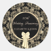 金ゴールドエレガント渦巻き旋回、弓周年記念 ラウンドシール (正面)