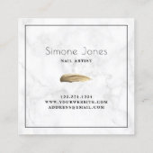 金ゴールドエレガント爪、 ネイルポリッシュストローク白大理石 スクエア名刺 (裏面)