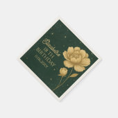 金ゴールドエレガント牡丹誕生日ナプキンズ – パーティーデコール スタンダードカクテルナプキン (角)