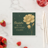 金ゴールドエレガント牡丹誕生日ナプキンズ – パーティーデコール スタンダードカクテルナプキン (インサイチュ)